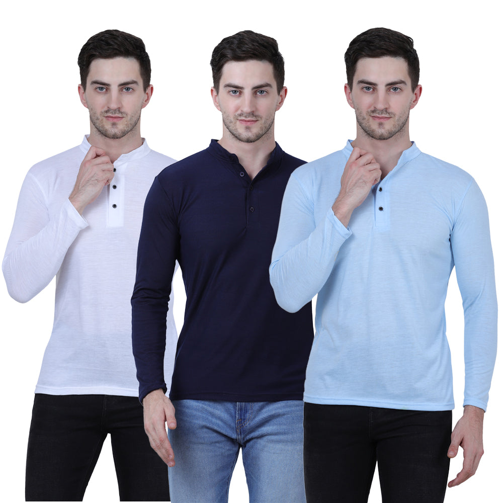 Cotton Blend Full Sleeves Trendy Tshirt For Men's (Pack of 3)